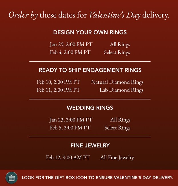 Valentine's Day Shipping Cut Off Calendar