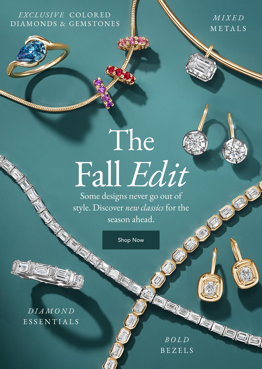 Assortment of trending fine jewelry pieces for Fall.