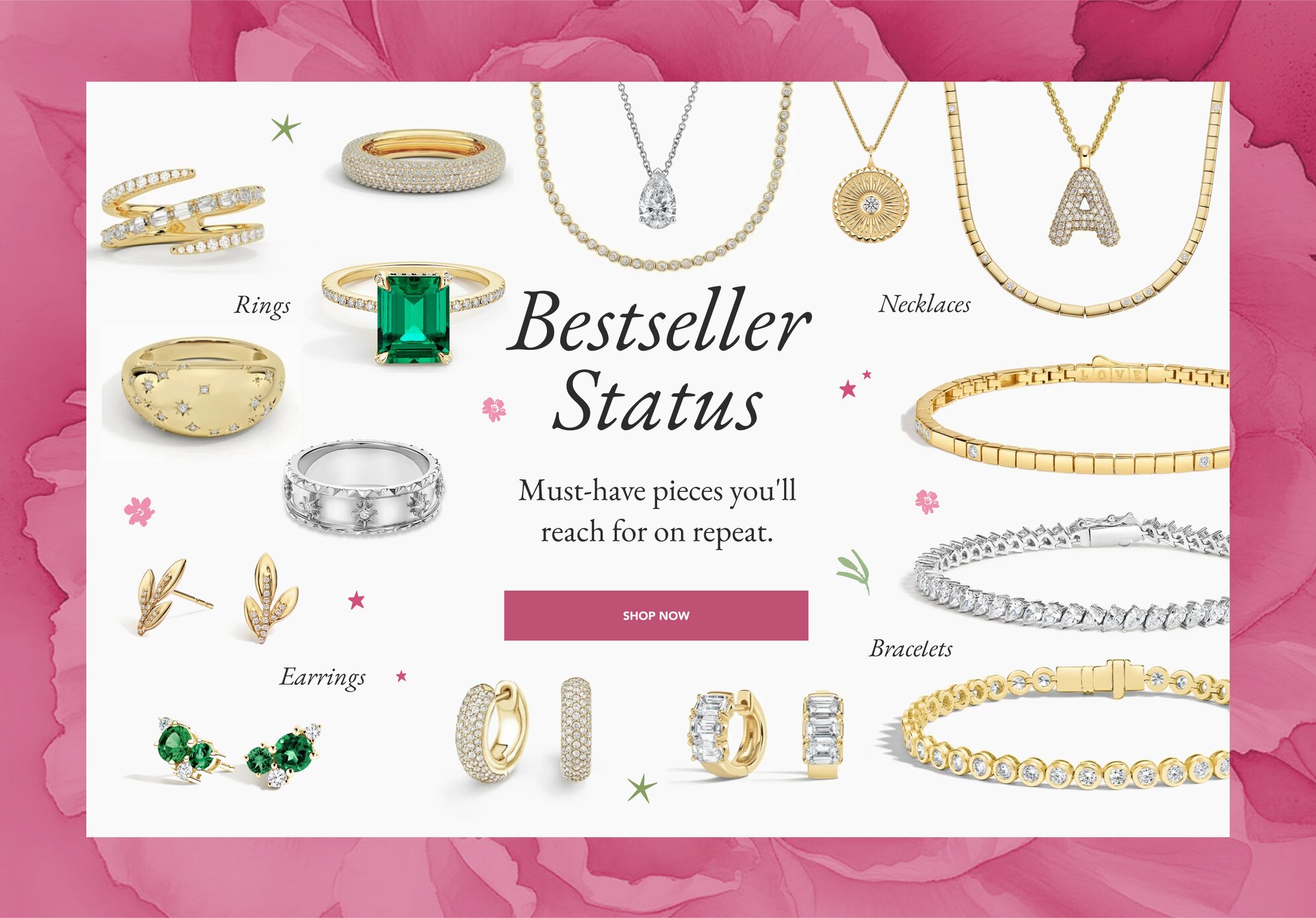 Assortment of best selling fine jewelry.