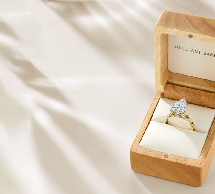 Diamond ring in wooden Brilliant Earth box