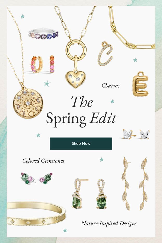 Assortment of trending fine jewelry pieces for Spring.