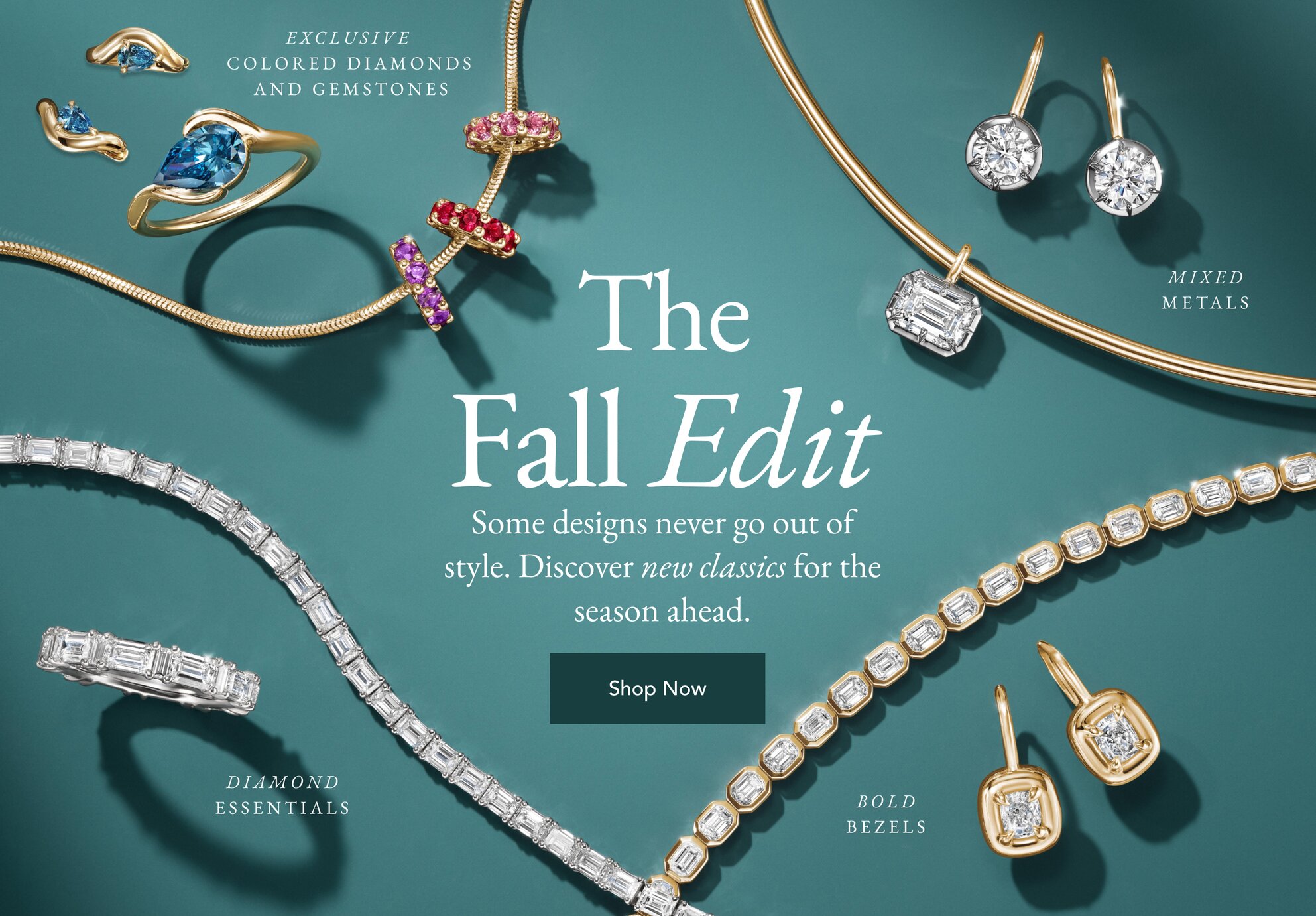 Assortment of trending fine jewelry pieces for Fall.