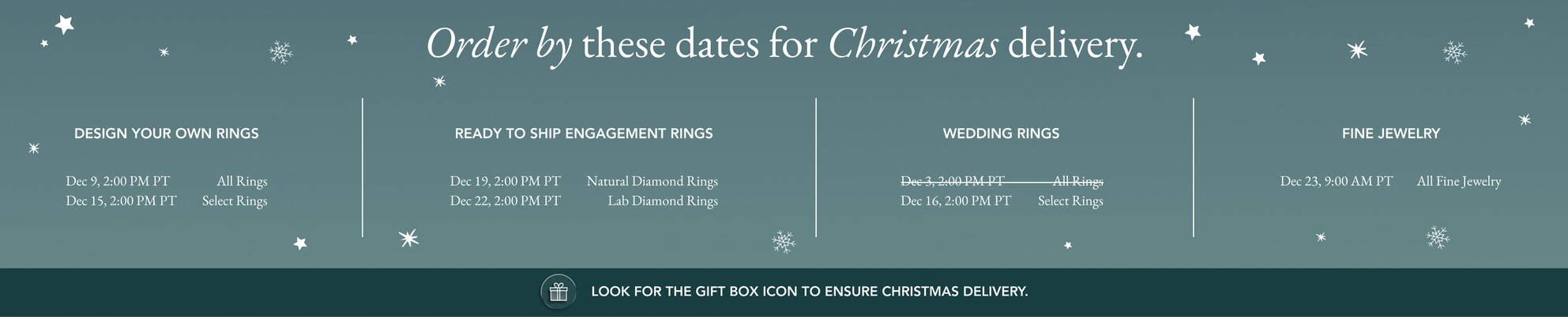 shipping cut off calendar