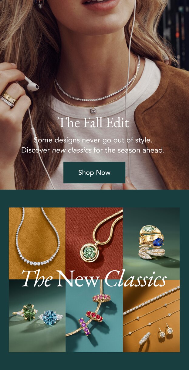 Assortment of trending fine jewelry pieces for Fall.