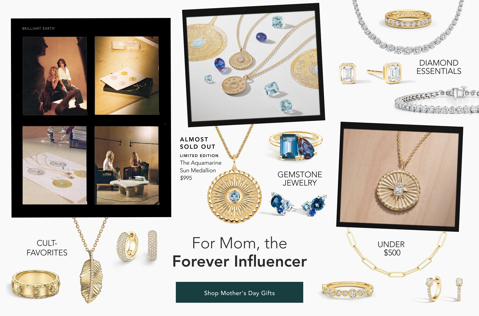 Assortment of fine jewelry from Brilliant Earth's Mother's Day Gift Guide