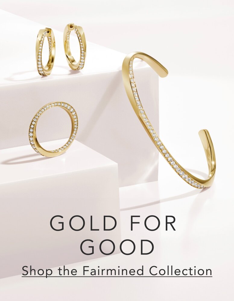 Gold, diamond fine jewelry featured from The Fairmined Collection.