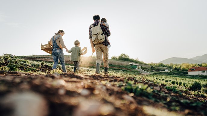 Healthy Family Walking in Nature