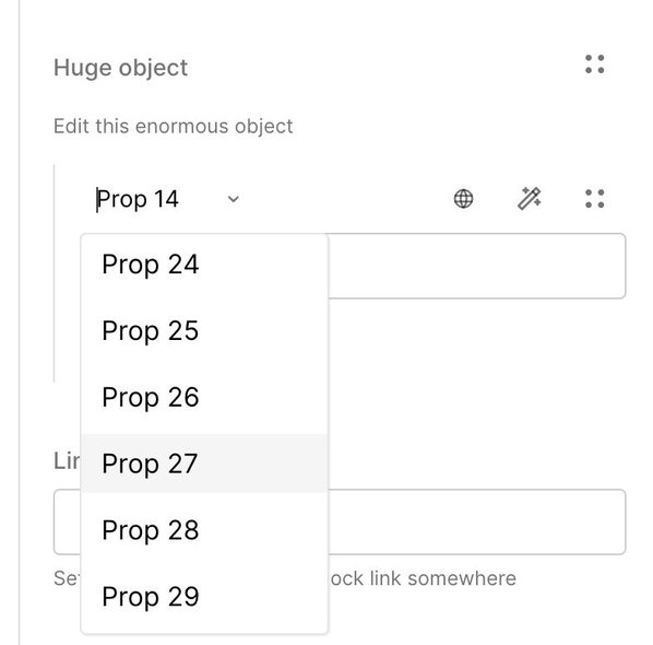 Screenshot of an example object a folded property set to true.