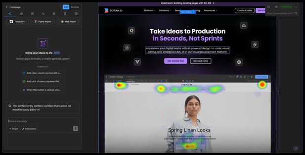 Builder UI with the Builder home page open in it.