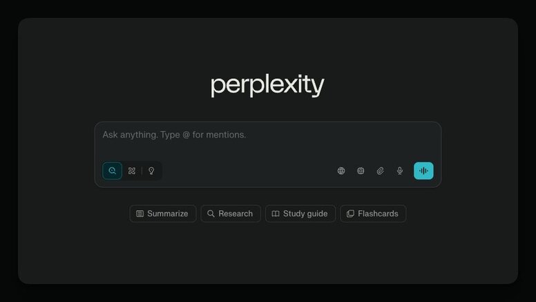 Perplexity start screen
