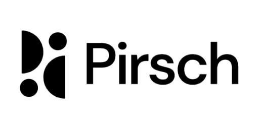 Pirsch logo featuring a minimalist icon of two shaded semi-circles and two circles of varying sizes to the left of the word "Pirsch" in a bold, black sans-serif font.