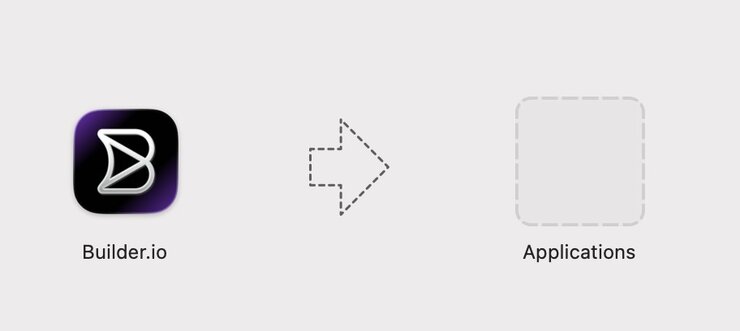 Image of Builder Mac Installer, an arrow, and the Applications folder in the Finder.