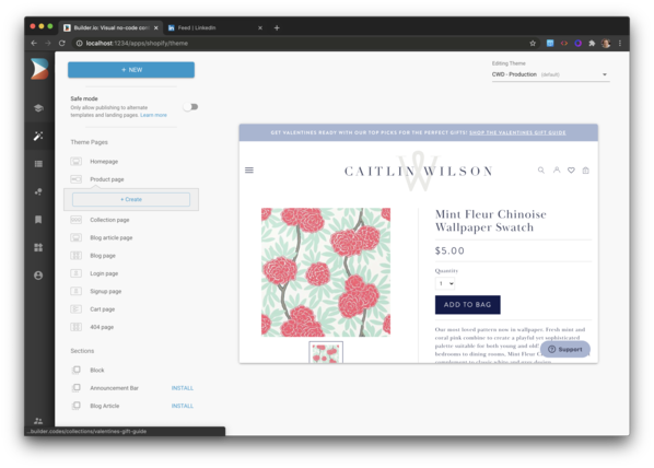 Builder Theme Studio drag-and-drop editor for Shopify storefronts