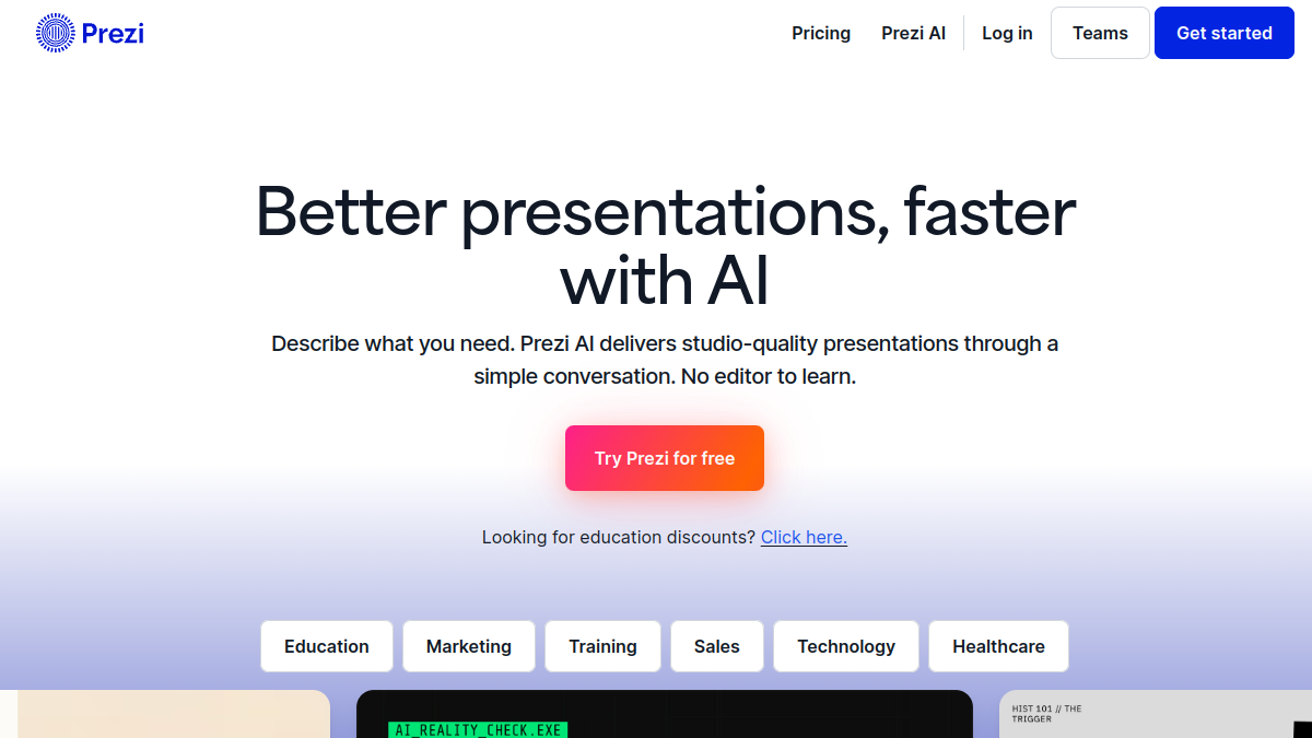 Prezi presentation platform showing its spatial storytelling approach