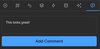 Image of a comment form with a note and an Add Comment button.