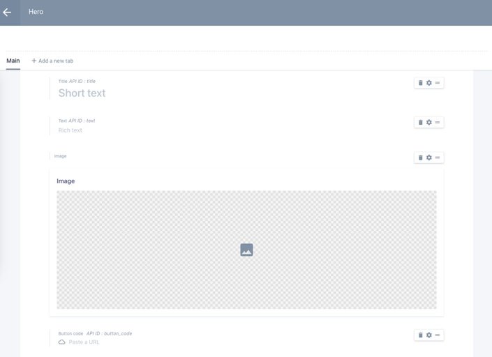 Content model options on Prismic