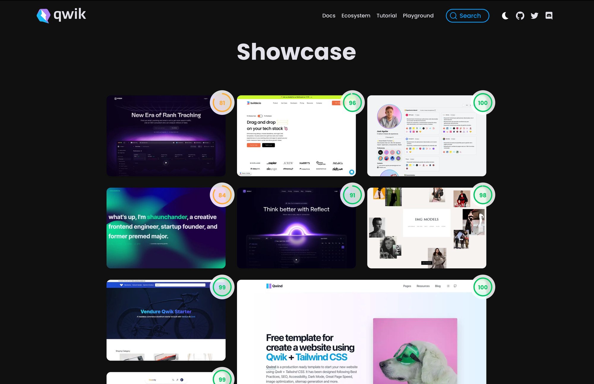 Qwik Web Apps Showcase