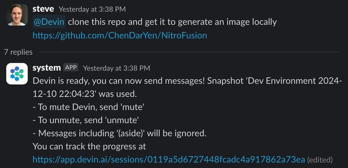 Screenshot of me asking Devin to do something