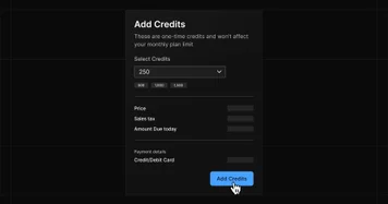 One-time Agent Credit top-ups