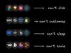 Image providing social commentary on different stages of web development tools, grouped by their primary pain points. It illustrates that:

1. Design tools are not interactive ("can't click").

2. Simple site builders lack deep flexibility ("can't customize").

3. Complex development platforms are high-effort ("can't sleep").

4. Certain modern platforms may have scaling issues ("can't scale").]