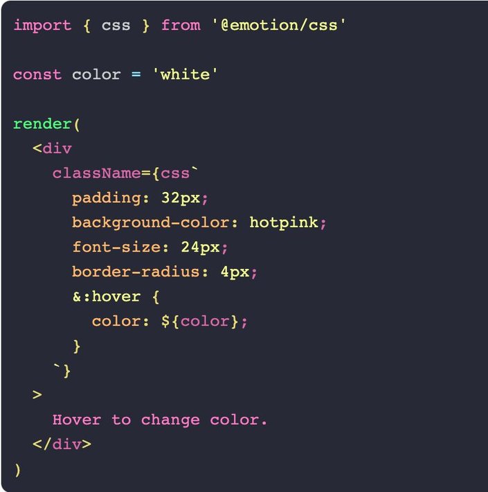 a screenshot of example code for emotion.js.