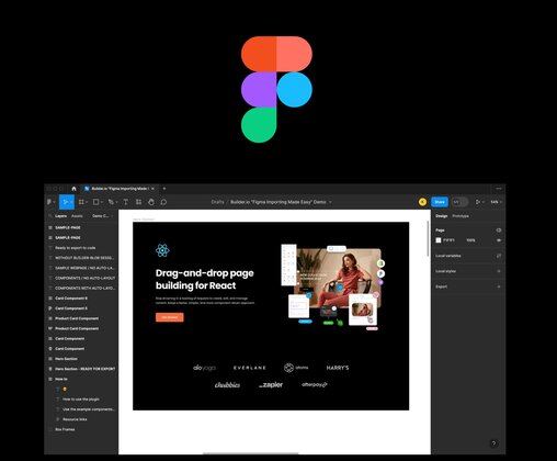 Firgma logo with Builder design in Figma ready to be exported to Builder.