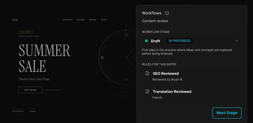 Review and publishing workflow with guardrails