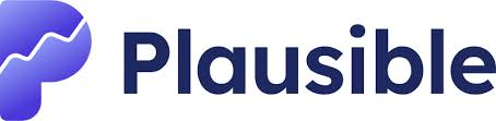 Plausible logo consisting of a blue-to-purple gradient letter "P" featuring a white line graph trend icon, followed by the brand name "Plausible" in dark blue text.