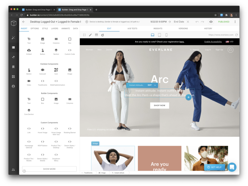 Builder visual CMS and drag and drop page builder work with any frontend and tech stack