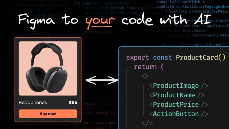 Diagram demonstrating that with Figma and Builder you can generate code to put within your codebase.