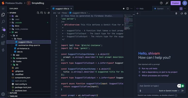 The Firebase Studio interface.