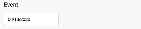 Input with a date entered and the label of the word "event".