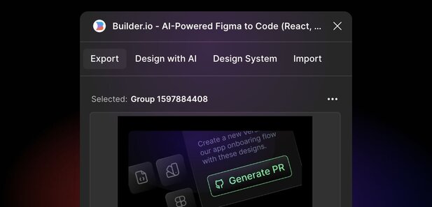 View of the Builder Figma plugin, showing the Export tab.