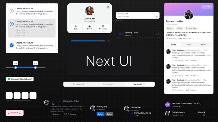 a preview of the Next UI library