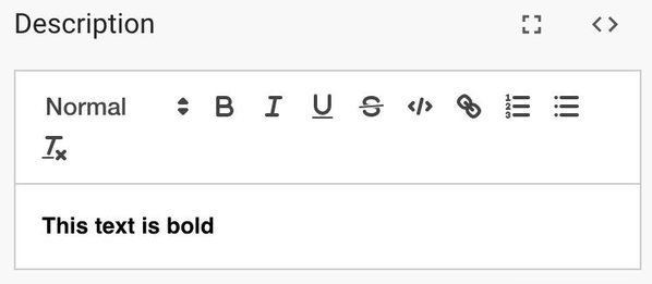 A rich text editor like the one in the text block edit dialogue.