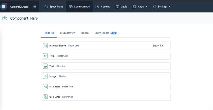 Content model options in Contentful