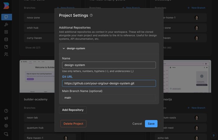 Screenshot of the Project Settings where you add additional repositories.