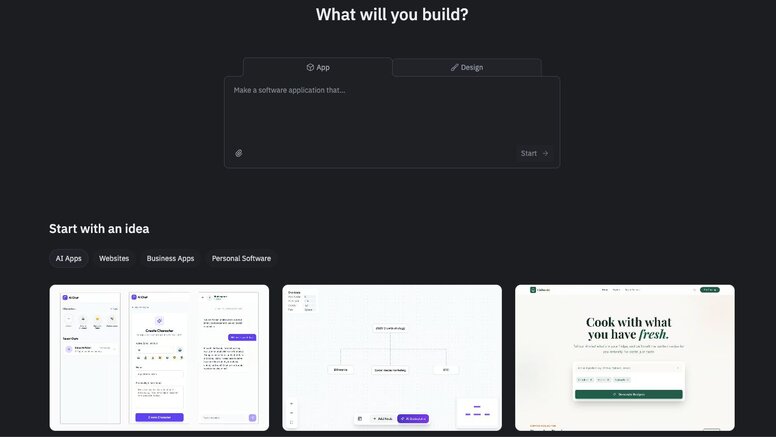 Replit home page with prompt input