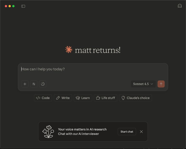 Claude Code's new chat screen.