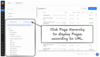 Image of Builder UI with Page Hierarchy selected which means that the pages display according to their URL. There's a note with an arrow pointing to the Page Hierarchy tab that says, "Click Page Hierarchy to display Pages according to URL."