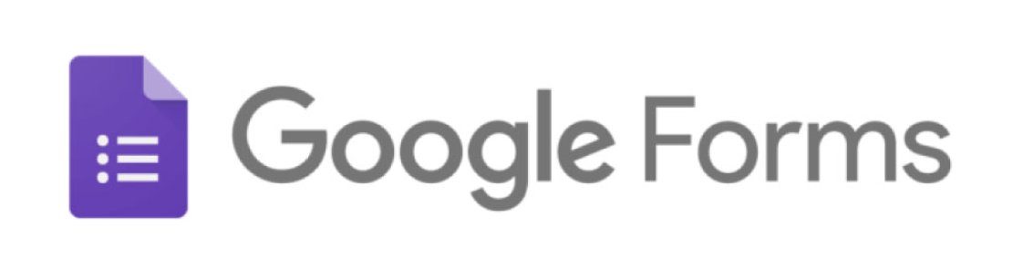 Google Forms logo consisting of a purple document icon with a list symbol next to the word Google Forms in grey text.