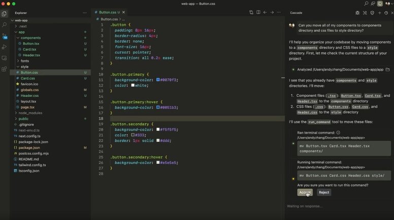 Screenshot of the Windsurf Editor UI.