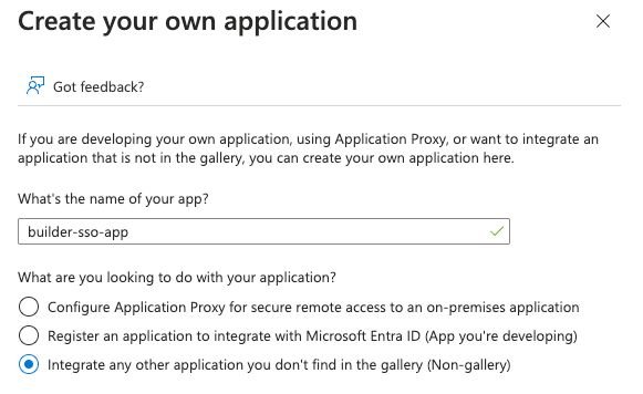 Screenshot of the Entra Create your own application dialogue.