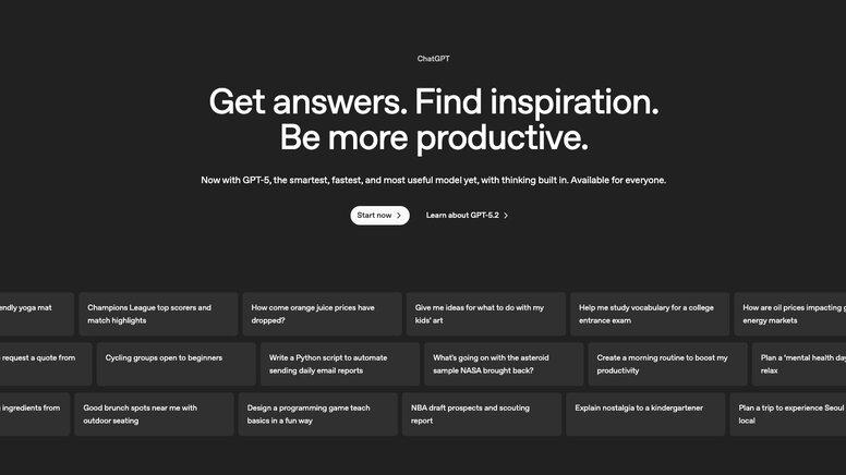 ChatGPT hero section