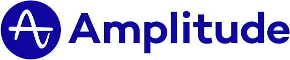 Amplitude logo featuring a white waveform icon inside a dark blue circle, next to the company name in bold dark blue text.