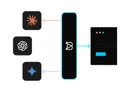 Claude, ChatGPT, and Gemini routed through Builder to an app