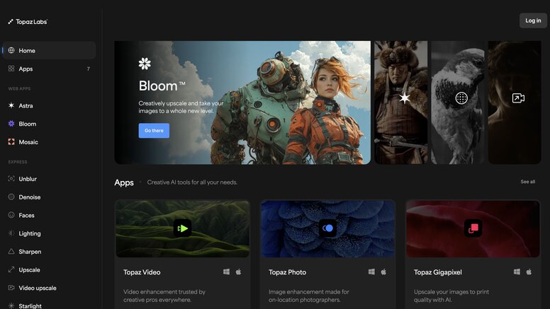 Topaz Labs photo enhancement software showing before and after image quality comparison