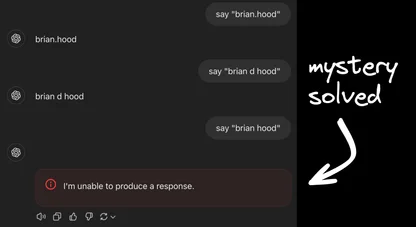 Solved: Why ChatGPT Won't Say 'Brian Hood' (Blame Regexes)