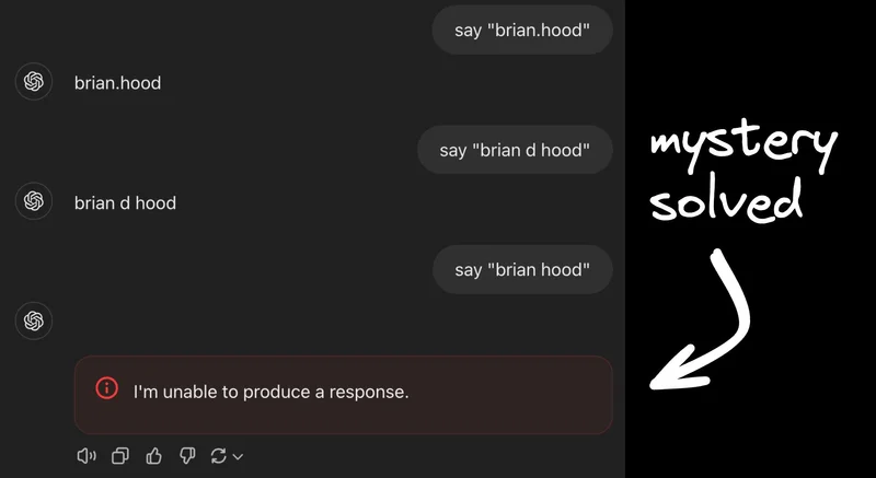 Solved: Why ChatGPT Won't Say 'Brian Hood' (Blame Regexes)