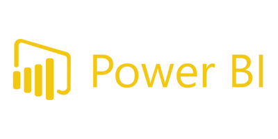 Power BI logo consisting of a stylized yellow bar chart icon next to the brand name in yellow text.